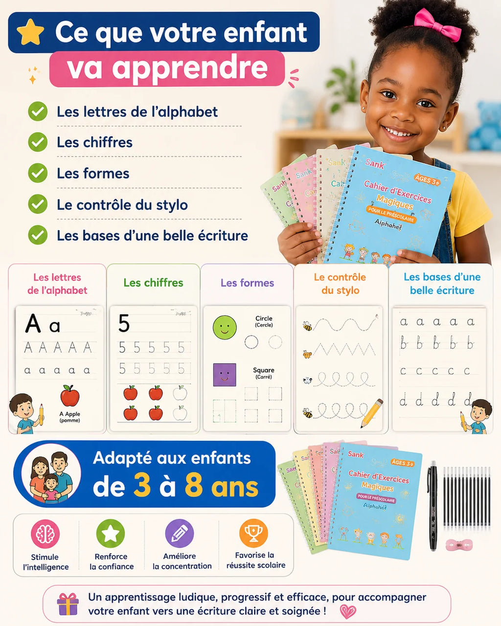 CAHIER MAGIC : AIDEZ VOTRE ENFANT A DEVENIR LE 1er DE LA CLASSE avec ce CAHIER (GB)