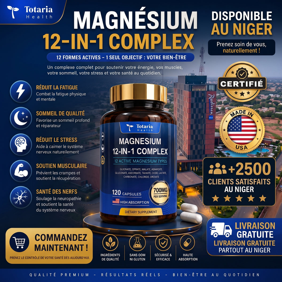 MAGNESIUM COMPLEX 12en1 : Un Complexe Complet pour comblé les besoins essentiels de votre Corps pour retrouver la forme et l'énergie d'avant. (NG)
