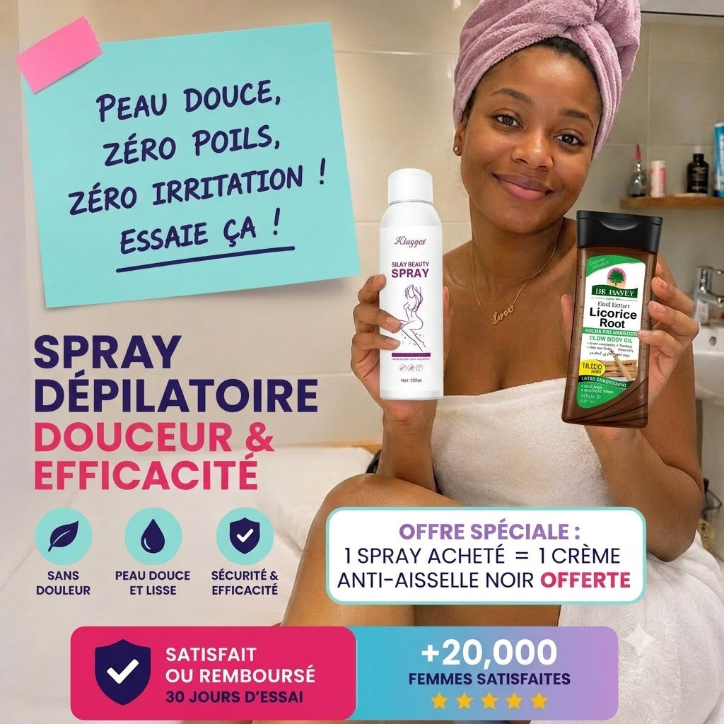 ORA SPRAY™ : Le Spray épilatoire qui épile en 1 seul mouvement. Ultra Doux, Simple et Naturel ( A base d'AloeVera ) GA